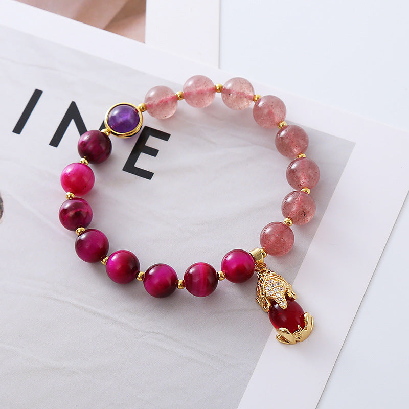 Natural Strawberry Quartz Pixiu Love Bracelet