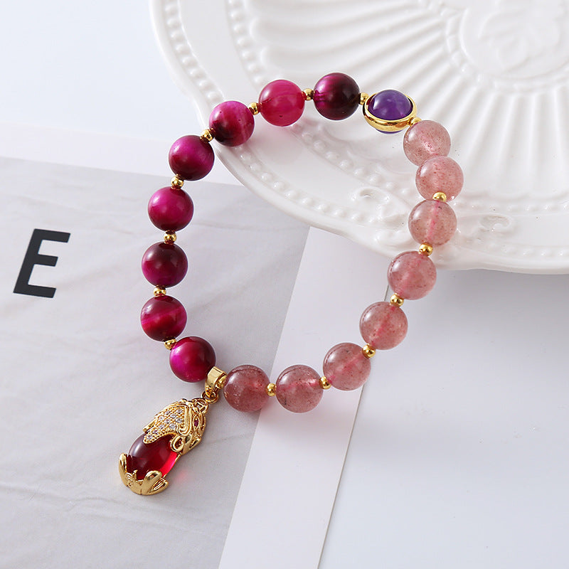 Natural Strawberry Quartz Pixiu Love Bracelet