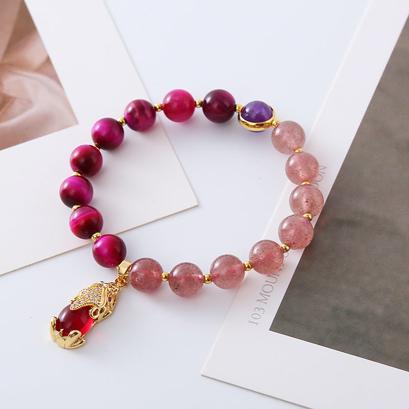 Natural Strawberry Quartz Pixiu Love Bracelet