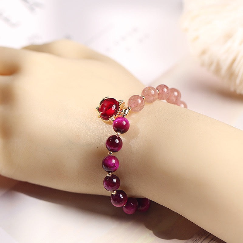 Natural Strawberry Quartz Pixiu Love Bracelet