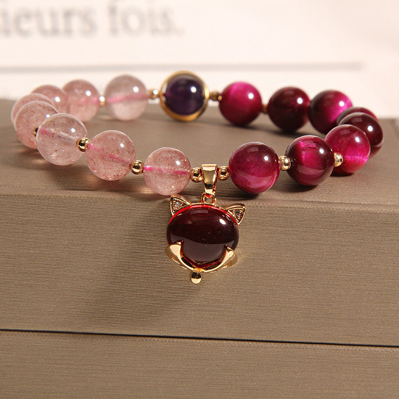 Natural Strawberry Quartz Pixiu Love Bracelet