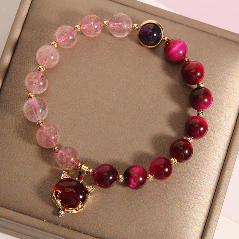 Natural Strawberry Quartz Pixiu Love Bracelet