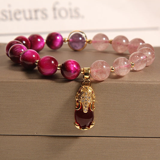 Natural Strawberry Quartz Pixiu Love Bracelet