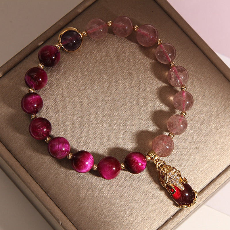 Natural Strawberry Quartz Pixiu Love Bracelet