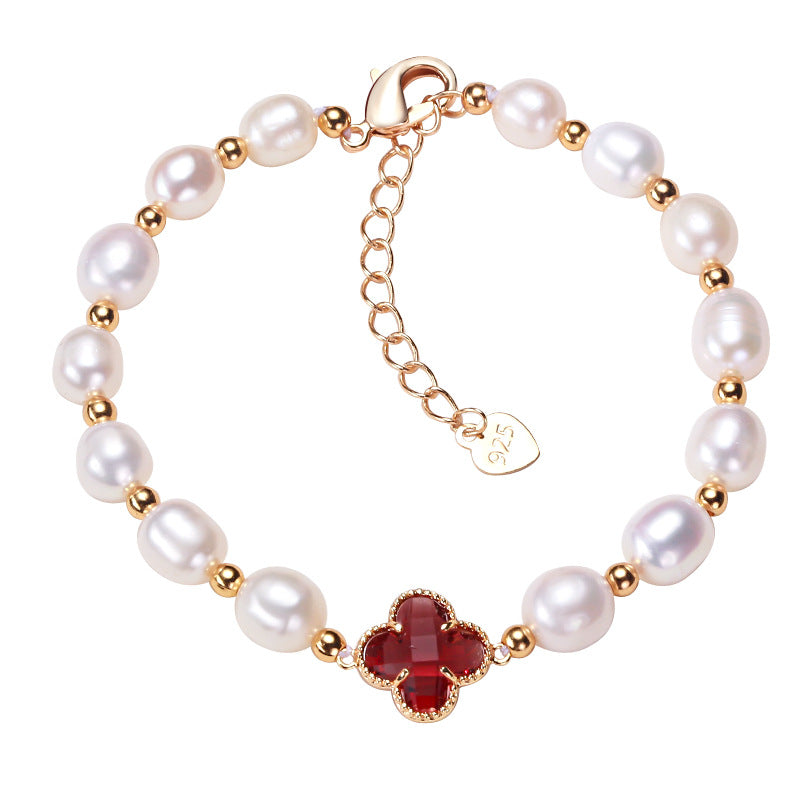 Pearl Four Leaf Clover Wealth Chain Bracelet - Fortune & Karma