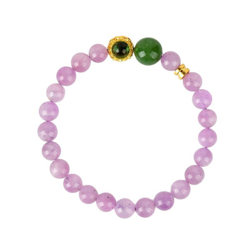 Purple Spodumene Green Chalcedony Bracelet