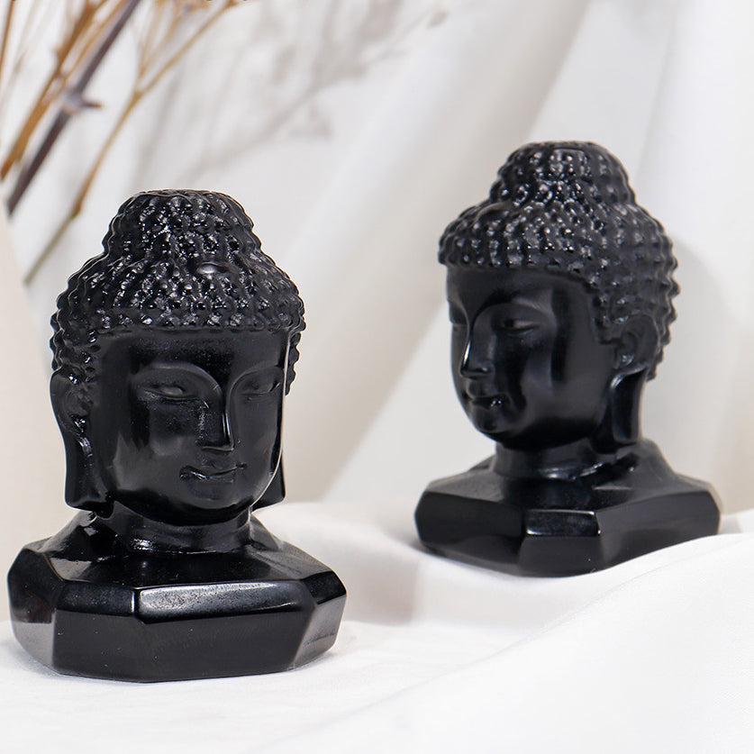 Fortune & Karma Serenity Obsidian Buddha Head