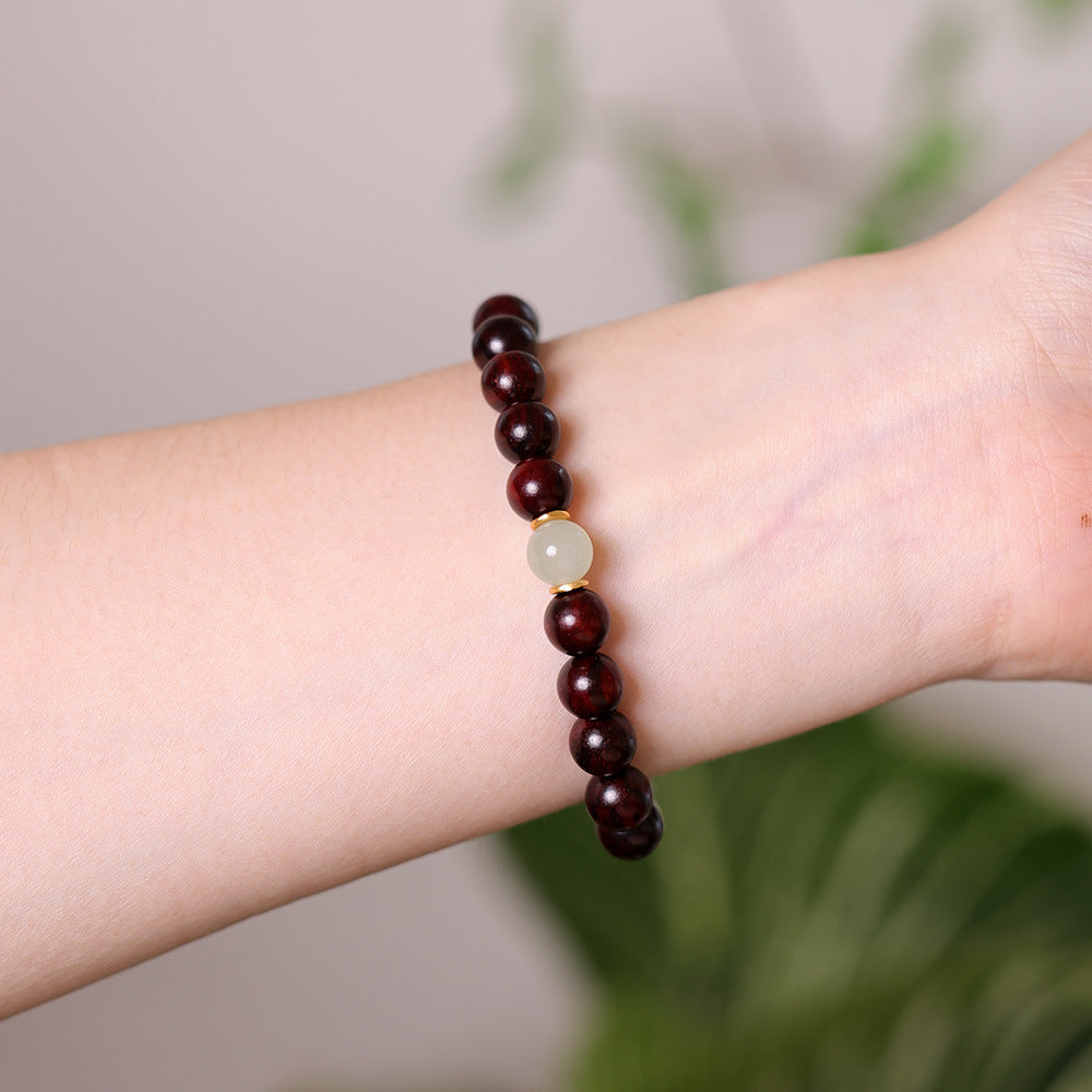 Fortune & Karma Small Leaf Red Sandalwood Jade Lucky Bracelet