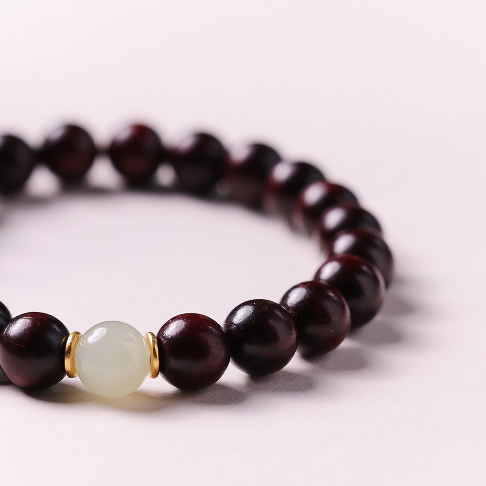 Fortune & Karma Small Leaf Red Sandalwood Jade Lucky Bracelet