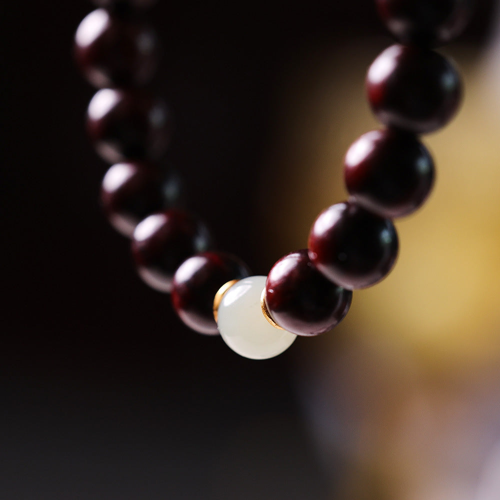 Fortune & Karma Small Leaf Red Sandalwood Jade Lucky Bracelet