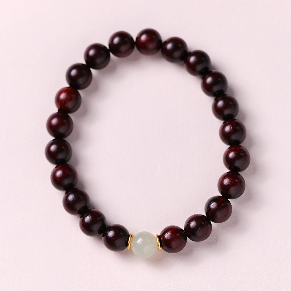 Fortune & Karma Small Leaf Red Sandalwood Jade Lucky Bracelet