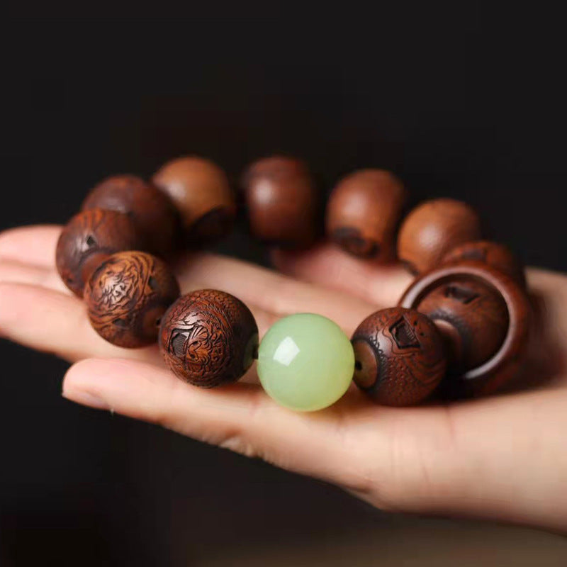 Tibetan Rosewood Engraving Tiger Protection Bracelet - Fortune & Karma