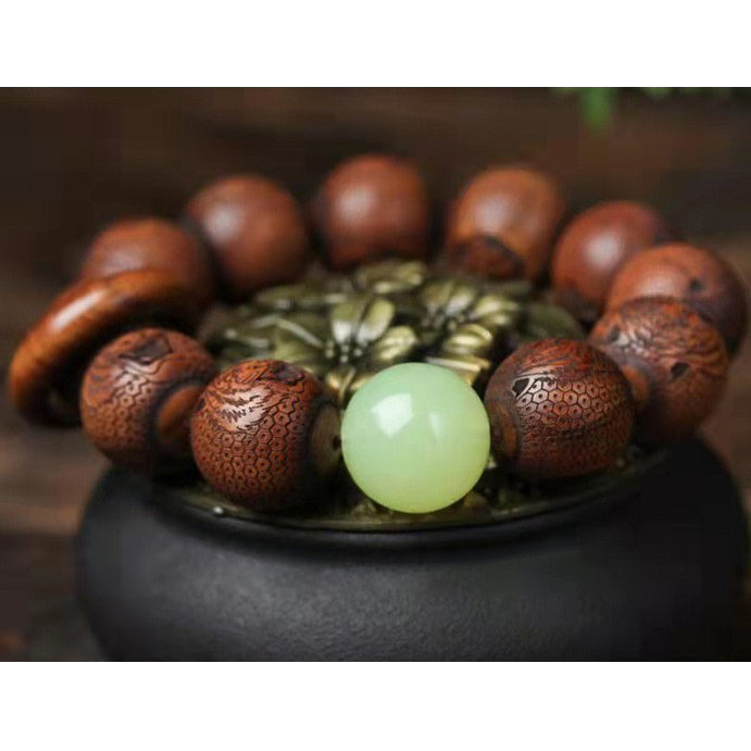 Tibetan Rosewood Engraving Tiger Protection Bracelet - Fortune & Karma