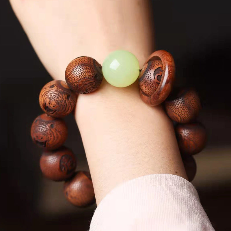 Tibetan Rosewood Engraving Tiger Protection Bracelet - Fortune & Karma