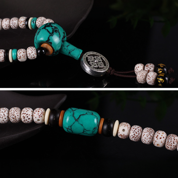 Tibetan Turquoise Mala Bodhi Seed Purification Necklace Bracelet - Fortune & Karma