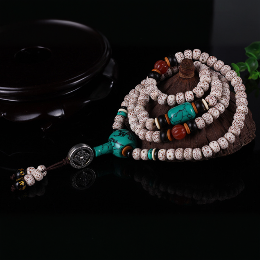 Tibetan Turquoise Mala Bodhi Seed Purification Necklace Bracelet - Fortune & Karma