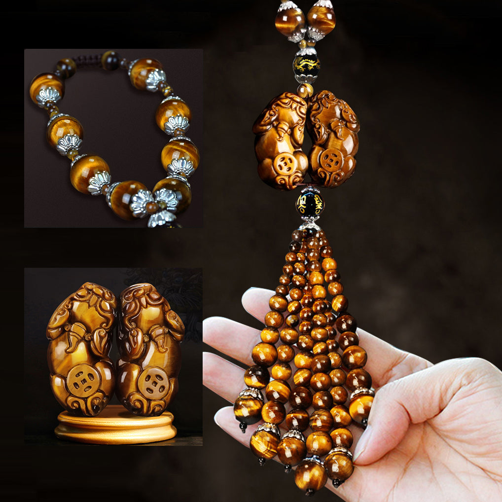 Fortune & Karma Tiger Eye Pixiu Peace Serene Blessings Car Decoration Pendant/Gear