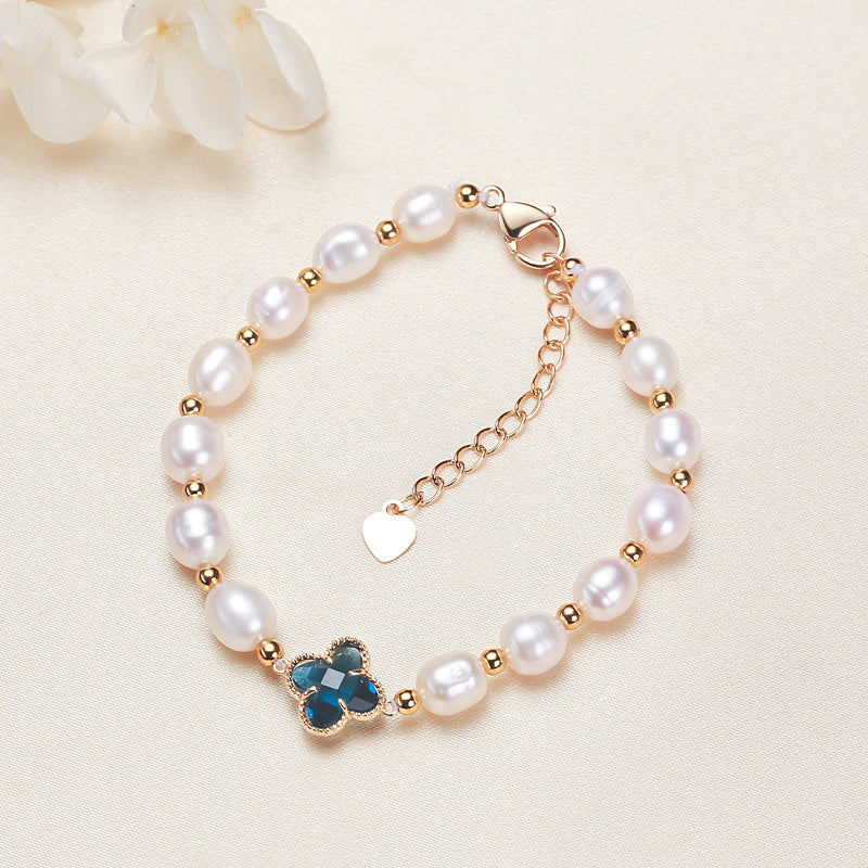 Pearl Four Leaf Clover Wealth Chain Bracelet - Fortune & Karma