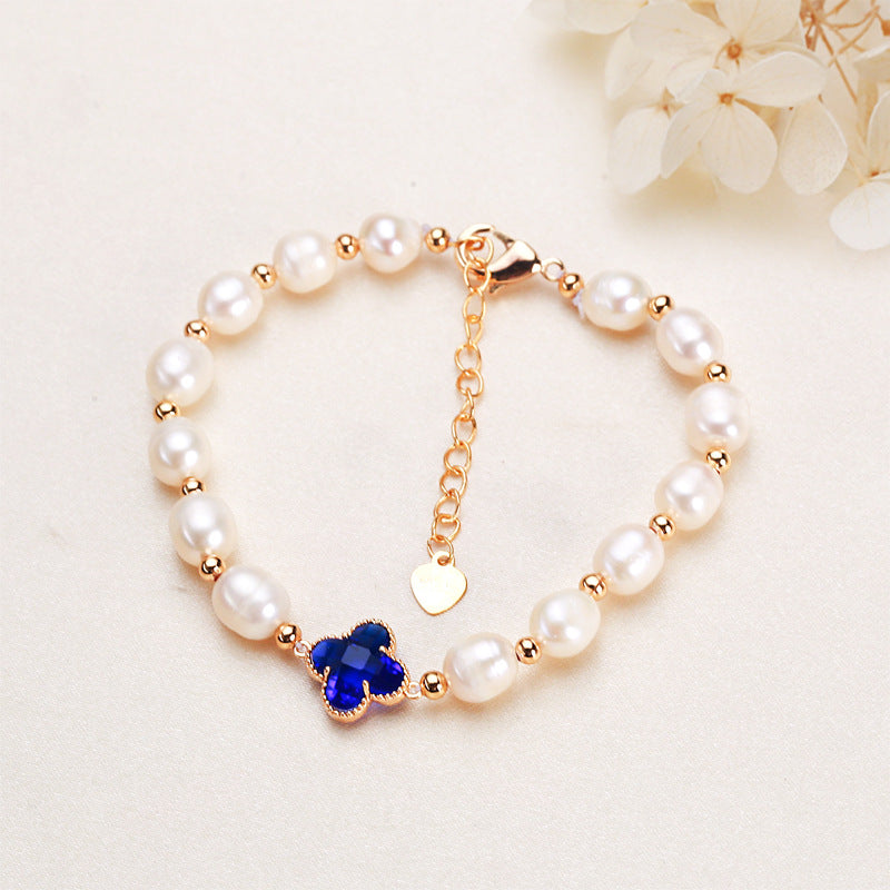 Pearl Four Leaf Clover Wealth Chain Bracelet - Fortune & Karma