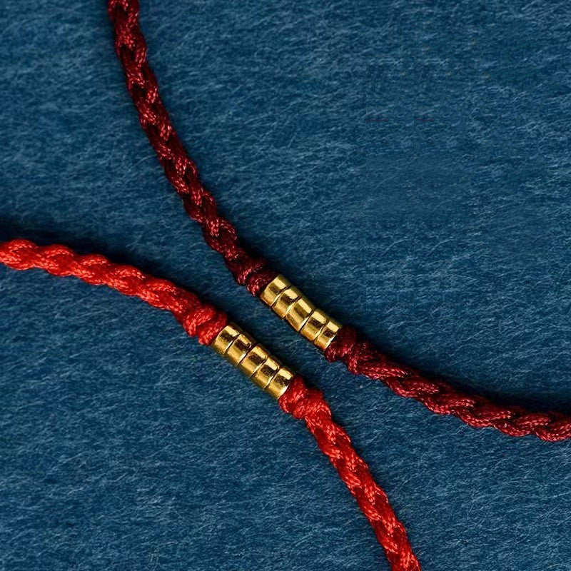 Lucky Golden Bead Braided String Bracelet Anklet - Fortune & Karma