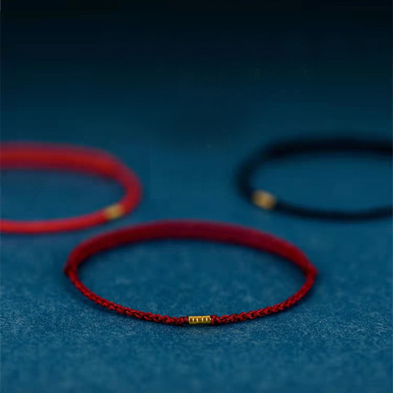Lucky Golden Bead Braided String Bracelet Anklet - Fortune & Karma