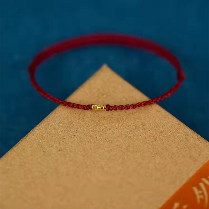 Lucky Golden Bead Braided String Bracelet Anklet - Fortune & Karma