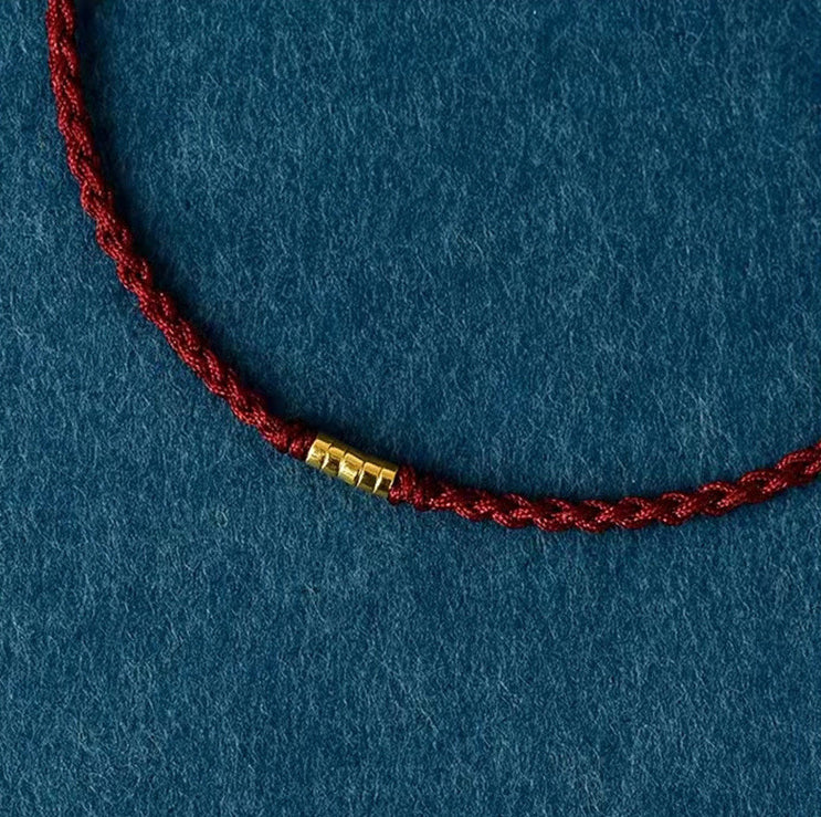 Lucky Golden Bead Braided String Bracelet Anklet - Fortune & Karma