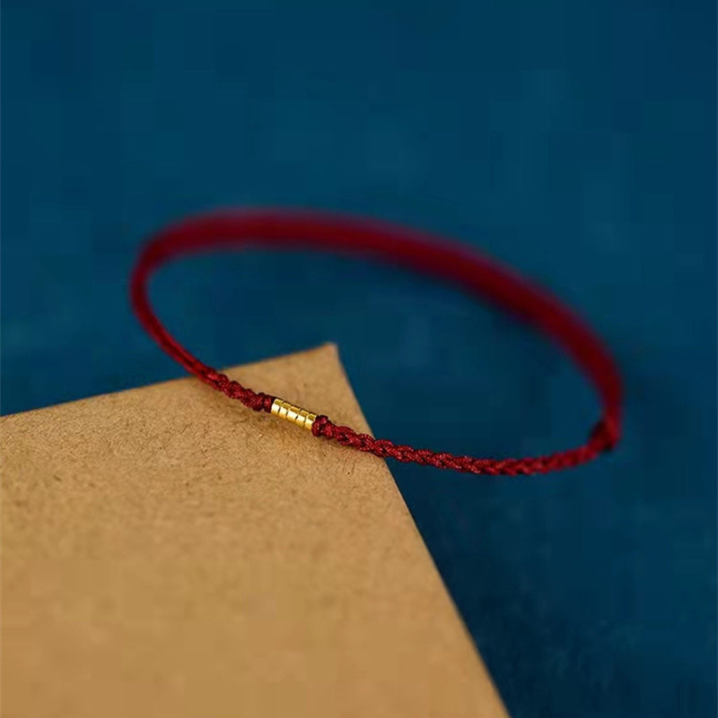 Lucky Golden Bead Braided String Bracelet Anklet - Fortune & Karma