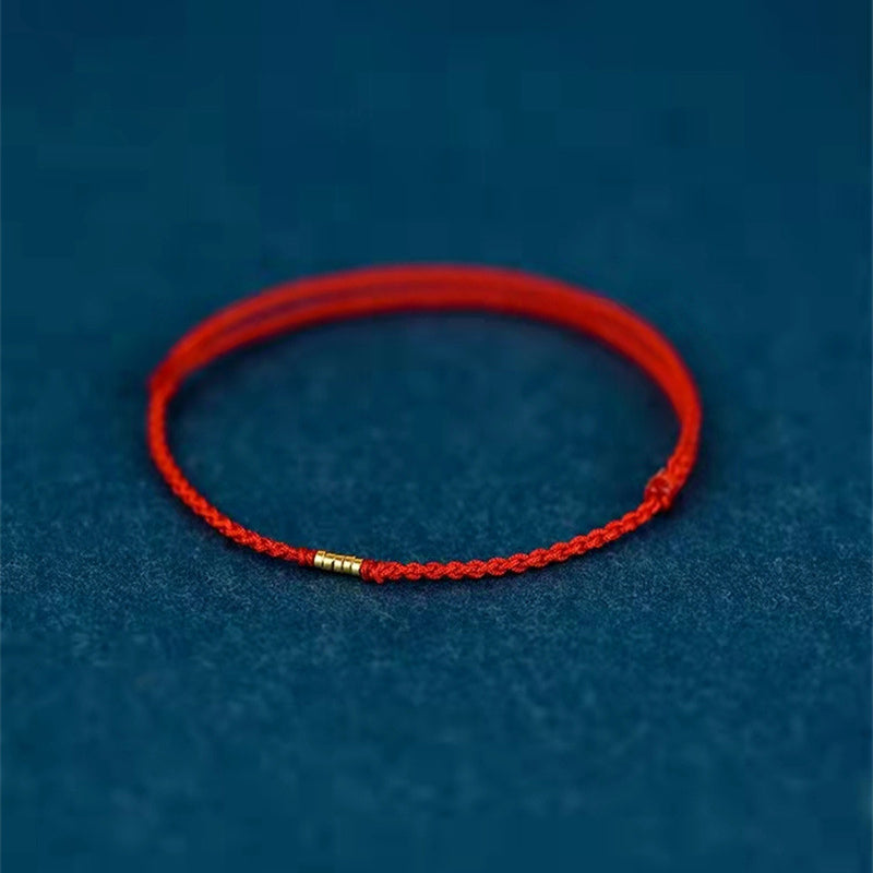 Lucky Golden Bead Braided String Bracelet Anklet - Fortune & Karma