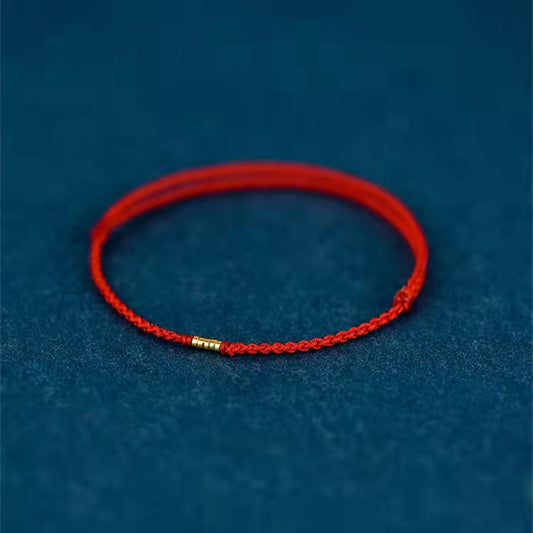 Lucky Golden Bead Braided String Bracelet Anklet - Fortune & Karma