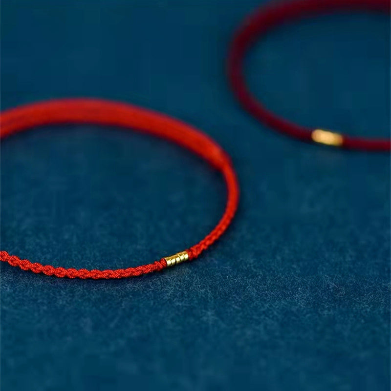 Lucky Golden Bead Braided String Bracelet Anklet - Fortune & Karma