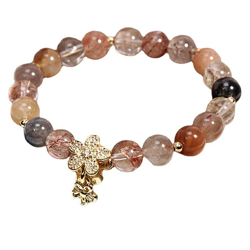 Multicolored Rutilated Quartz Citrine Wealth Protection Flower Bracelet - Fortune & Karma