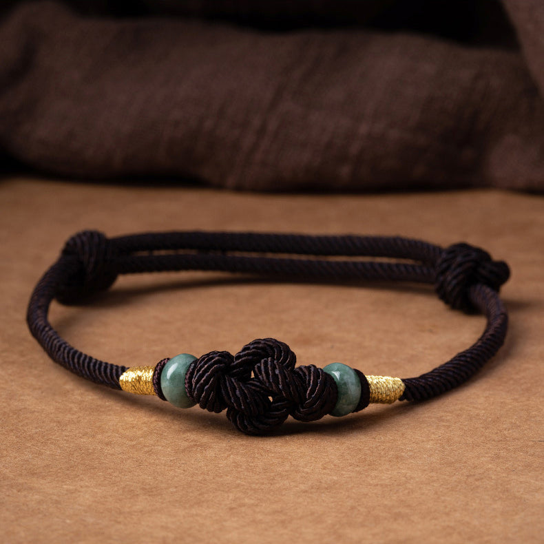 Red String Jade Luck Fortune Knot Braided Couple Bracelet - Fortune & Karma