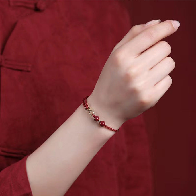 Cinnabar Blessing Red String 14K Gold Infinity Symbol Bracelet Anklet - Fortune & Karma