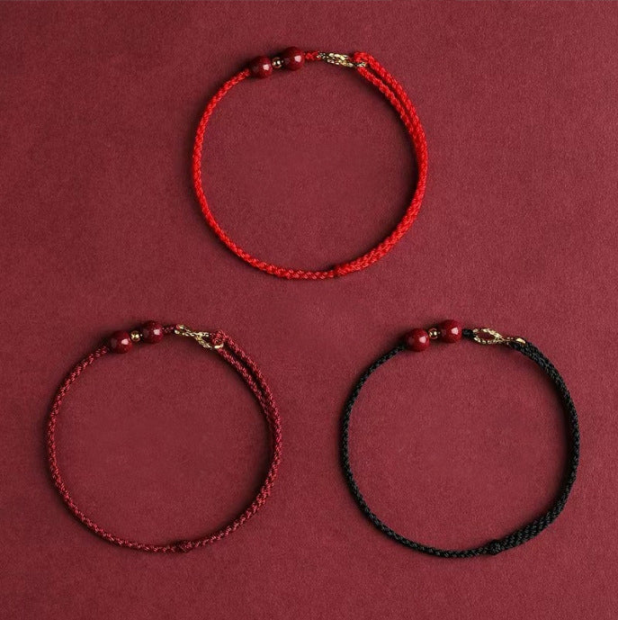 Cinnabar Blessing Red String 14K Gold Infinity Symbol Bracelet Anklet - Fortune & Karma