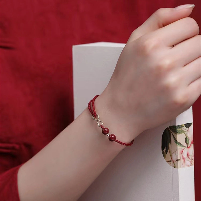 Cinnabar Blessing Red String 14K Gold Infinity Symbol Bracelet Anklet - Fortune & Karma