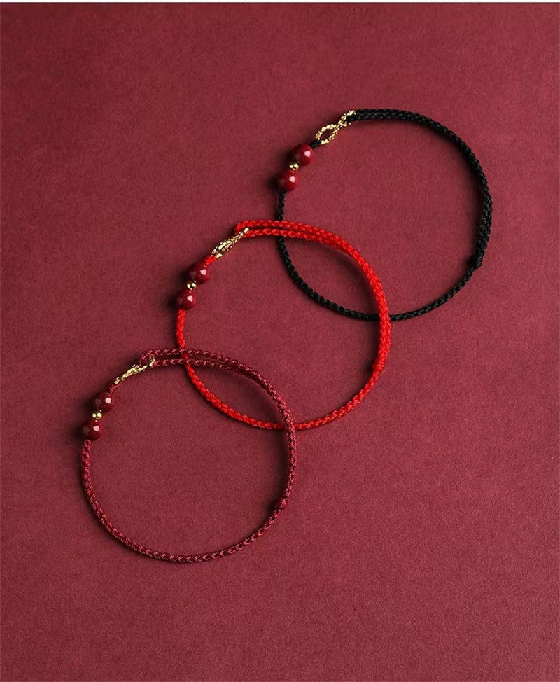 Cinnabar Blessing Red String 14K Gold Infinity Symbol Bracelet Anklet - Fortune & Karma