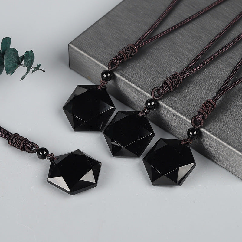 Black Obsidian Talisman Necklace - Fortune & Karma