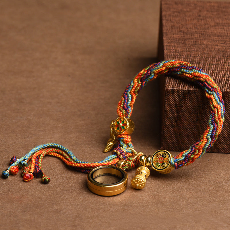 Tibetan Om Mani Padme Hum Dreamcatcher Luck Colorful Reincarnation Knot String Bracelet - Fortune & Karma