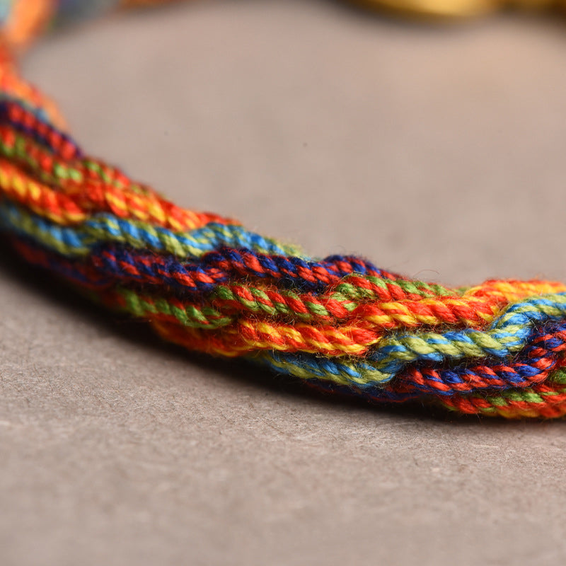 Tibetan Om Mani Padme Hum Dreamcatcher Luck Colorful Reincarnation Knot String Bracelet - Fortune & Karma