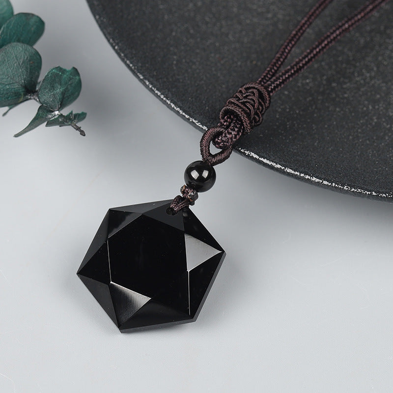 Black Obsidian Talisman Necklace - Fortune & Karma