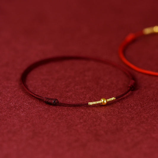Golden Bead Protection Braided Rope Bracelet Anklet - Fortune & Karma