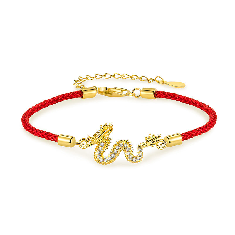 Golden Dragon Luck Red Rope Chain Bracelet - Fortune & Karma