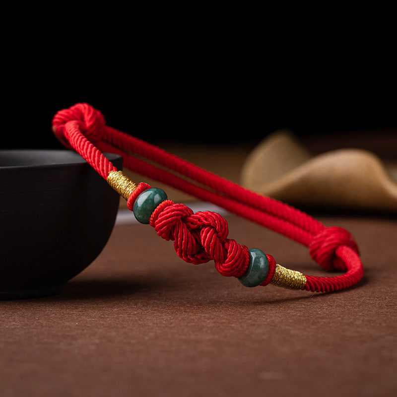 Red String Jade Luck Fortune Knot Braided Couple Bracelet - Fortune & Karma