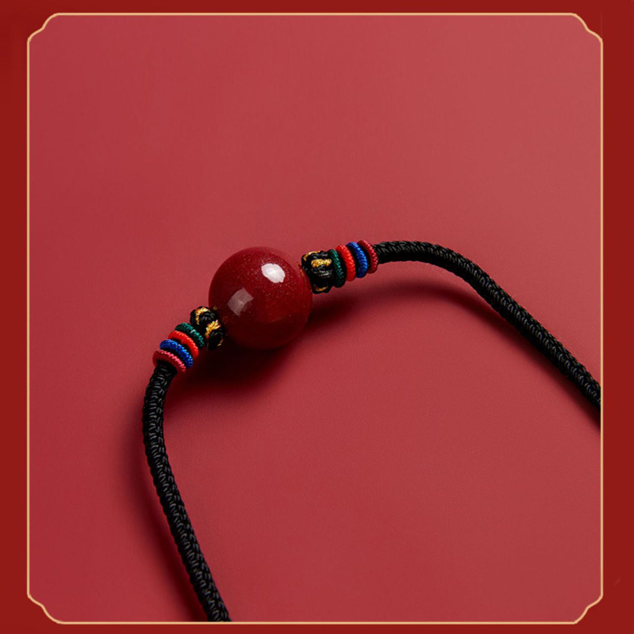 Cinnabar Bead Blessing String Necklace Pendant - Fortune & Karma