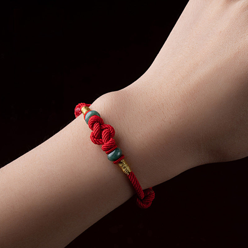 Red String Jade Luck Fortune Knot Braided Couple Bracelet - Fortune & Karma