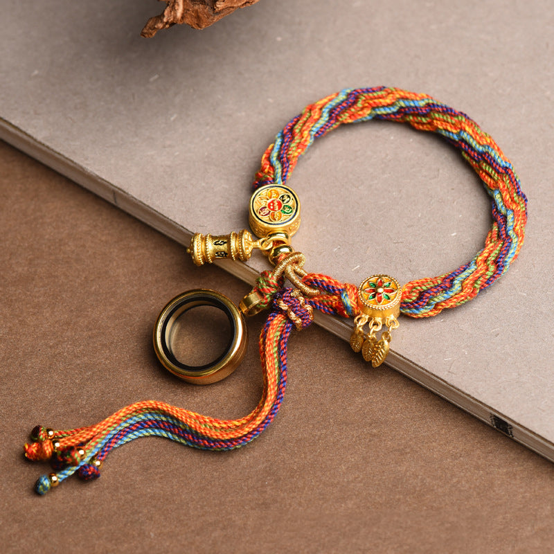 Tibetan Om Mani Padme Hum Dreamcatcher Luck Colorful Reincarnation Knot String Bracelet - Fortune & Karma