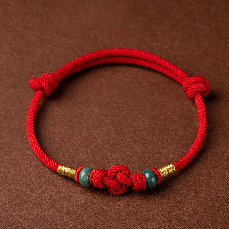 Red String Jade Luck Fortune Knot Braided Couple Bracelet - Fortune & Karma