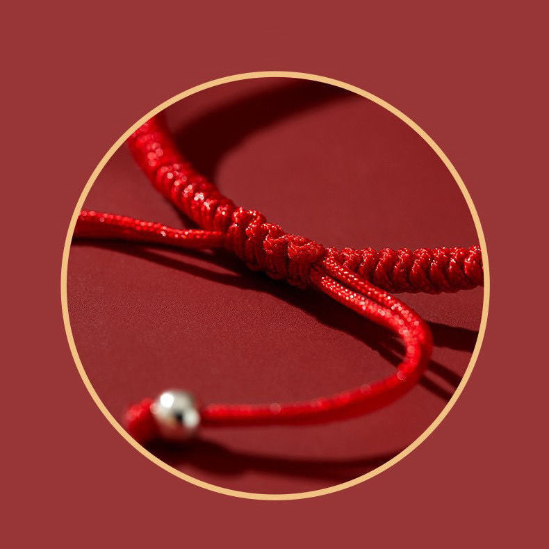 Tibet Cinnabar Om Mani Padme Hum Engraved Blessing Braided Bracelet - Fortune & Karma