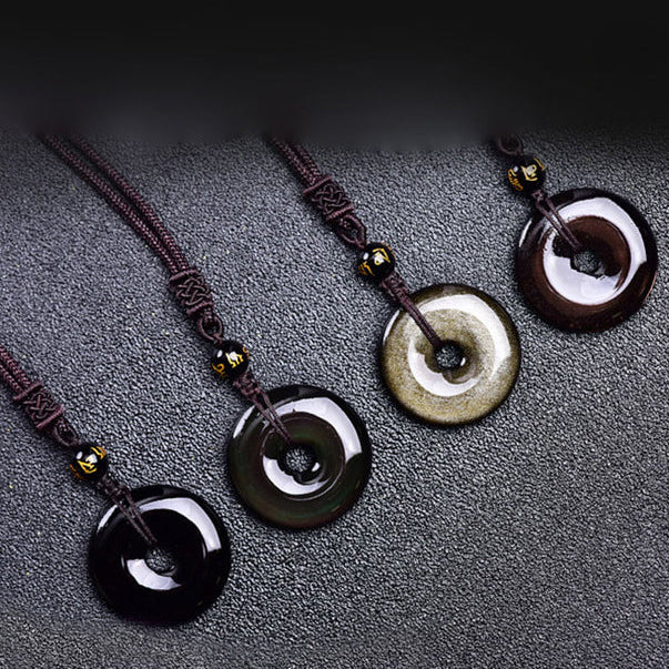 Tibet Obsidian Protection Necklace Pendant - Fortune & Karma